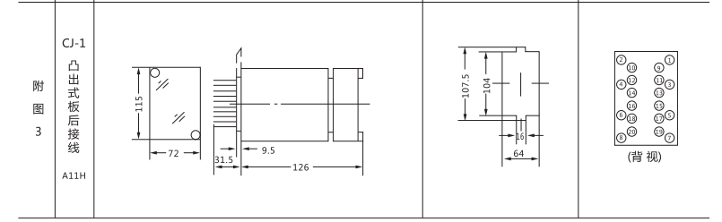 JC-2沖擊繼電器外形結(jié)構(gòu)及開(kāi)孔尺寸圖2