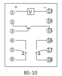 BS-10時(shí)間繼電器內(nèi)部接及外引接線圖片