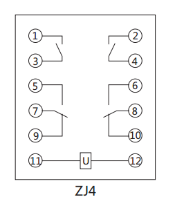 ZJ4中間繼電器內(nèi)部接線(xiàn)圖及外引接線(xiàn)圖