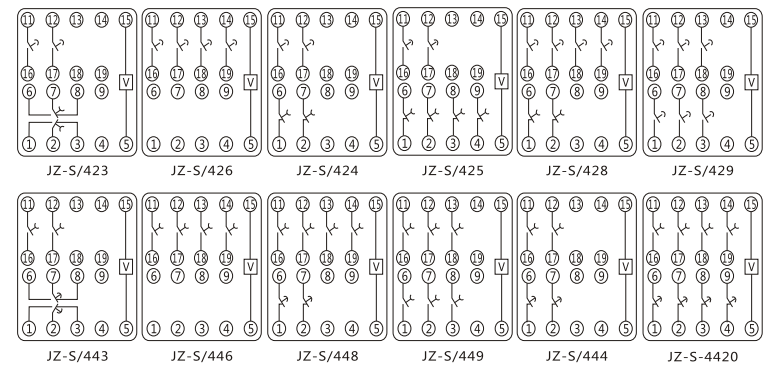 JZ-S/327靜態(tài)可調(diào)延時中間繼電器內(nèi)部接線圖及外引接線圖