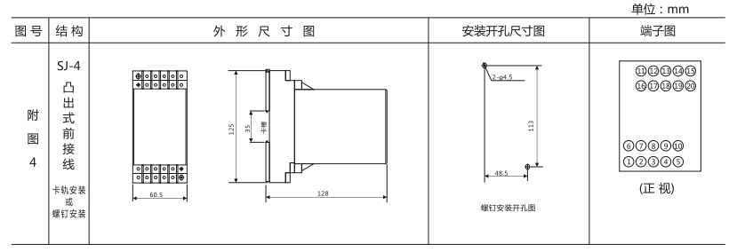 DZY（J)-403導(dǎo)軌式中間繼電器外形結(jié)構(gòu)及開(kāi)孔尺寸圖